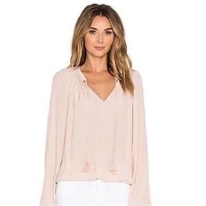 RAMY BROOK London Top in Blush Long Sleeve Split Neck Blouse Women’s Size M